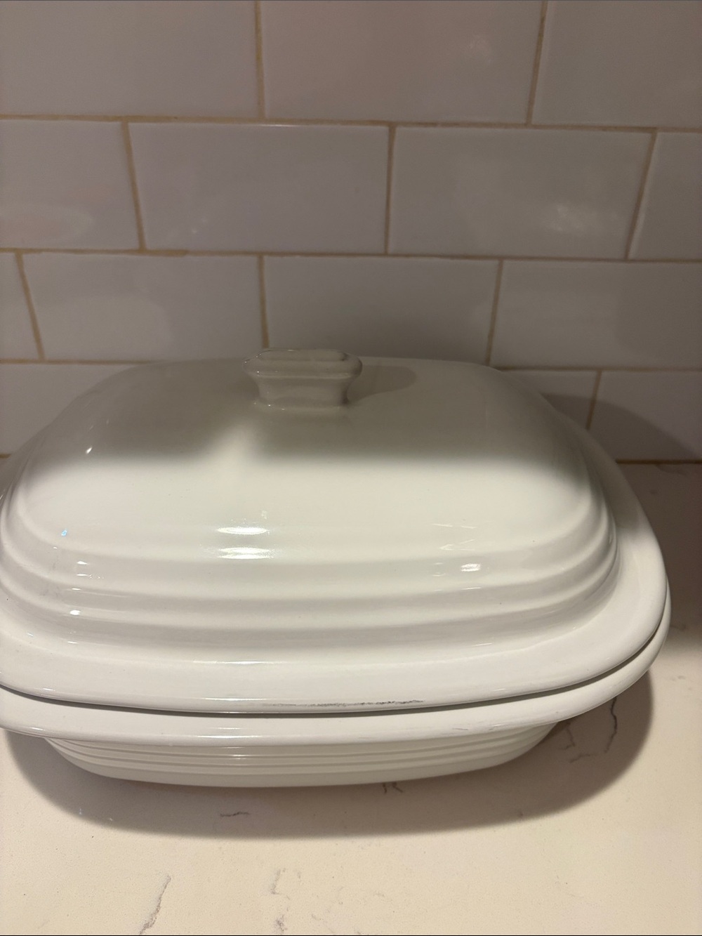 White Pampered Chef Covered Roaster